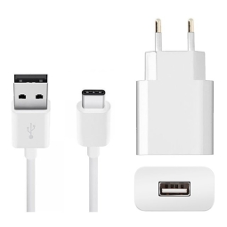 Laadija USB-C: Juhe 1m + Adapter 1xUSB, kuni 10W