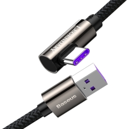 2m, USB-C - USB kaabel, juhe, kuni 66W: Baseus Legend Elbow - Must