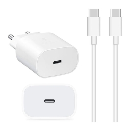 Laadija USB-C: Juhe 1m + Adapter 1xUSB-C, kuni 20W QuickCharge