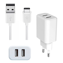 Charger USB-C: Cable 3m + Adapter 2xUSB, up to 10W