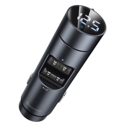 FM transmitter Baseus Energy Column (USB, Bluetooth), car charger: 2xUSB up to 3A - Gray