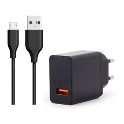 Charger Micro USB: Cable 2m + Adapter 1xUSB, up to 18W QuickCharge