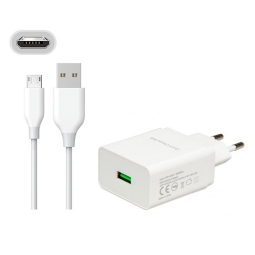 Laadija Micro USB: Juhe 3m + Adapter 1xUSB, kuni 18W QuickCharge