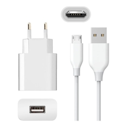 Charger Micro USB: Cable 2m + Adapter 1xUSB, up to 10W