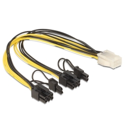 PC internal cable, adapter: 0.30m, PCI-E 6pin, male - 2x PCI-E 8pin (6+2), female