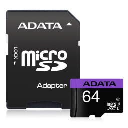 64GB microSDHC карта памяти Adata Premier, до R80 MB/s