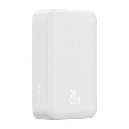 20000mAh Power bank 20W, Magsafe, Wireless 15W: Baseus Magnetic Mini - 1xUSB-C, QuickCharge up to 9V-2.2A, QI up to 15W - White