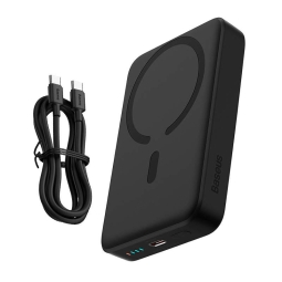 10000mAh Power bank 30W, Magsafe, Wireless 15W: Baseus Magnetic Mini - 1xUSB-C, QuickCharge up to 15V-2A, QI up to 15W - Black