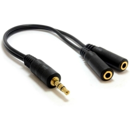 Адаптер, переходник: 0.15m, Audio-jack, AUX, 3.5mm, папа - 2x Audio-jack, AUX, 3.5mm, мама