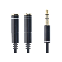 Адаптер, переходник: Audio-jack, AUX, 3.5mm, папа - 2x Audio-jack, AUX, 3.5mm, мама, ПРЕМИУМ